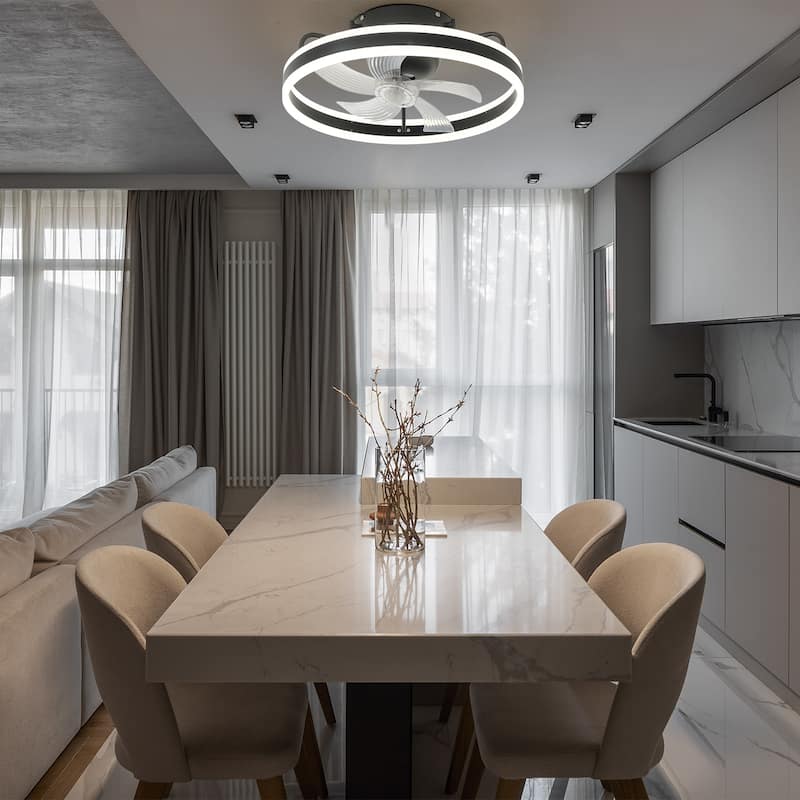 20" Flush Mount Ceiling Fans Light, Low Profile Bladeless Ceiling Fans